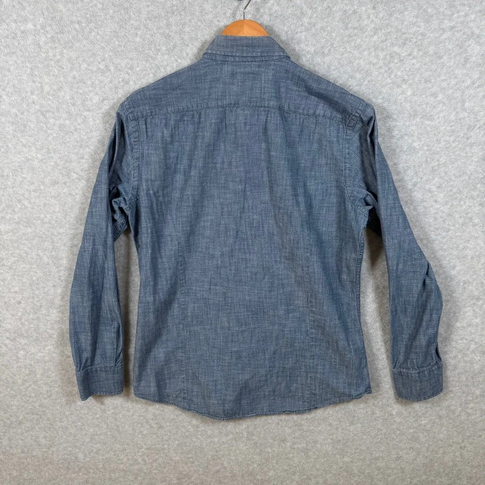 Banana Republic Mens Medium Soft Wash Slim Fit Blue Chambray Button Down Shirt